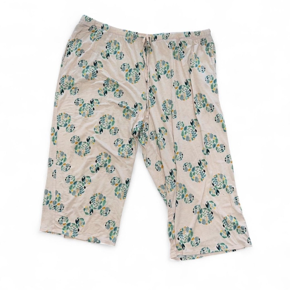 Disney Mickey Mouse XXL Pajama Set Pink Leaf Print 2-Piece - Picture 3 of 7
